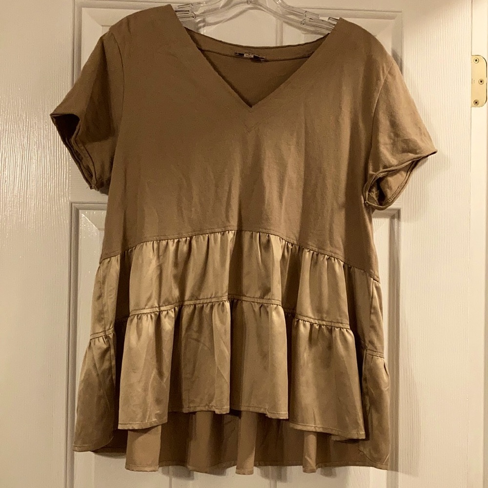 Copper/cognac Peplum top